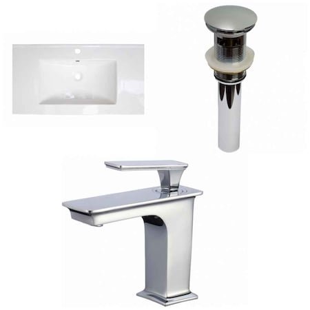 American Imaginations 32-in. W 1 Hole Ceramic Top Set In White Color - Overflow Drain Incl. AI-32490